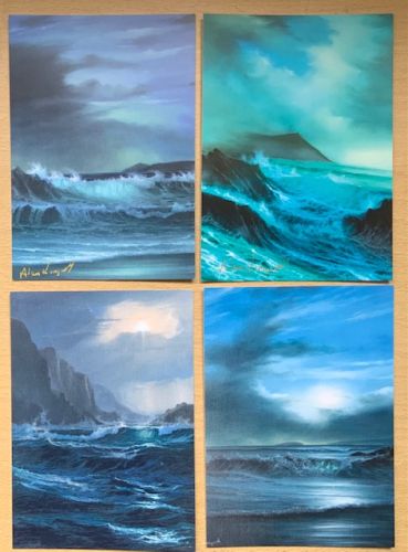 SET 4 POSTCARDS/PRINTS SEASCAPES 