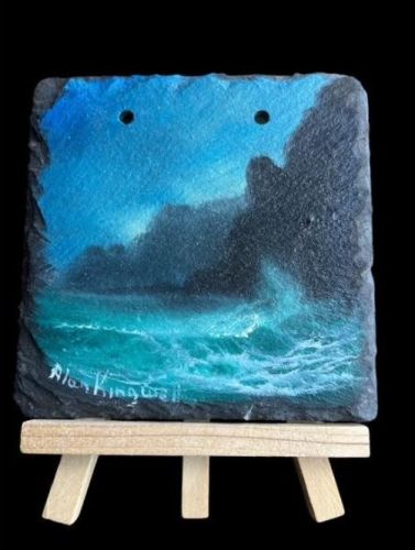 SEASCAPE 1 OIL ON SLATE WITH EASEL 